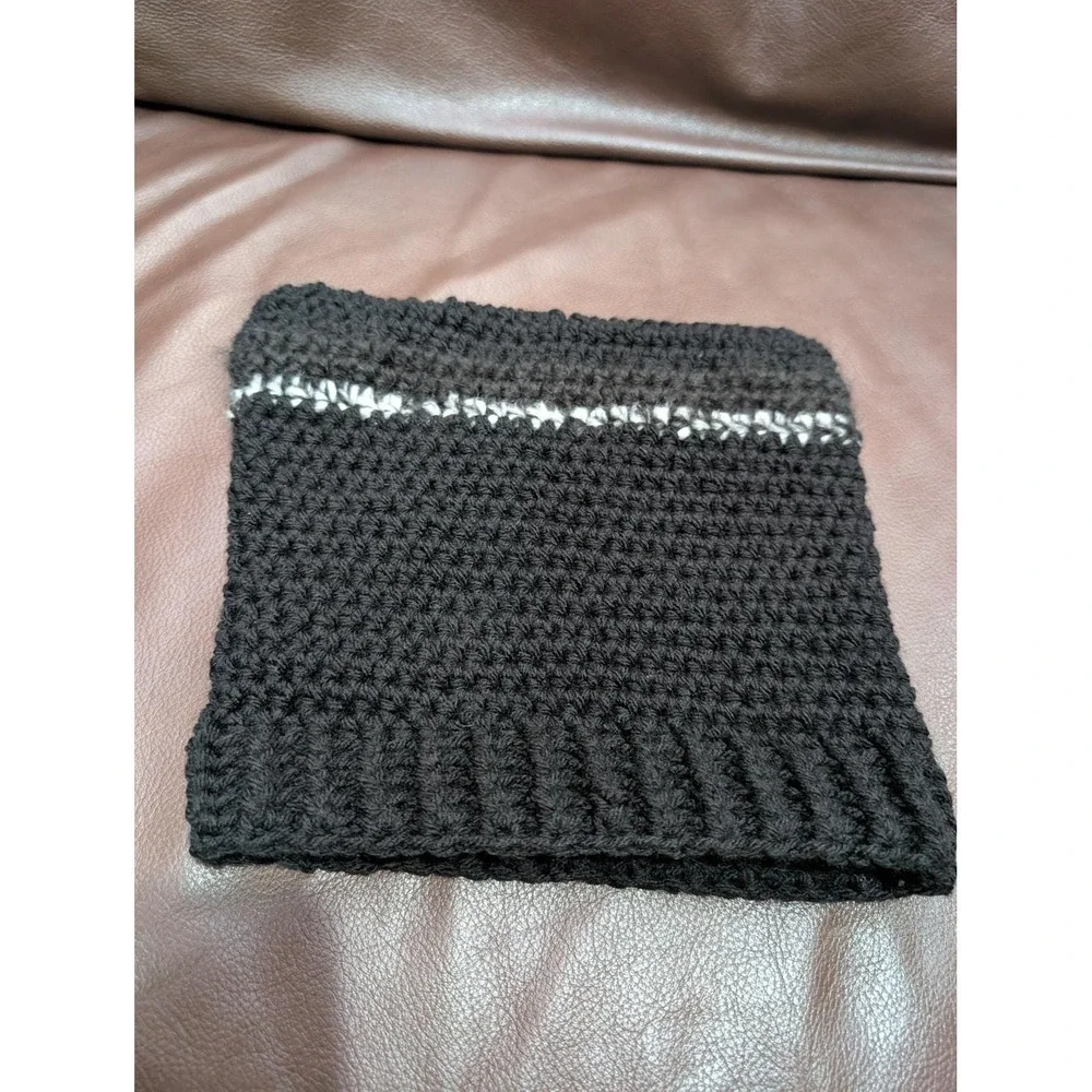 Handmade Crochet Knit Cat Ear Beanie Hat Cottage Y2K Goth Emo Punk Whimsigoth